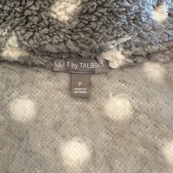 Talbots Gray Polka Dot Sherpa Jacket, Size SP Women - Picture 8 of 10